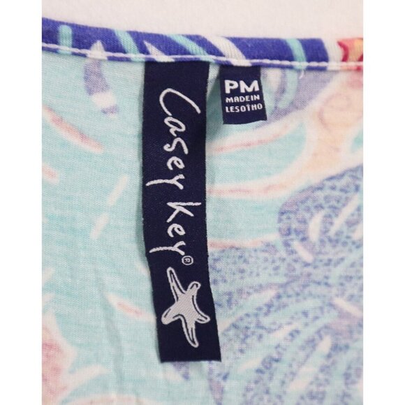 WOME'S LEAF PRINT SHORT SLEEVE TUNIC TOP - CASEY KEY - SIZE PM - STRETCH - Picture 9 of 9